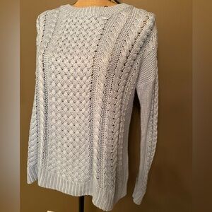 Elegant Light Blue Cable Knit Sweater